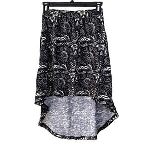 Roxy Women’s Sz: M Elastic Waist Black Cream Floral Printed High-Low Skirt